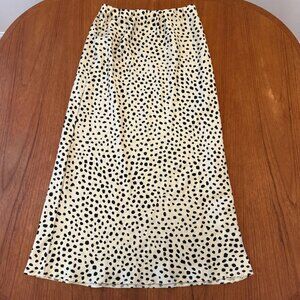 ASOS Patterned Black and Cream Dot Midi Skirt